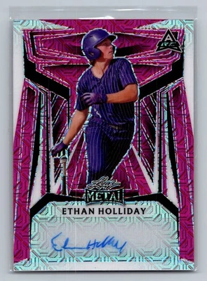 ETHAN HOLLIDAY 2023 LEAF METAL PINK AUTO ROOKIE CARD #BA-EH1 /4 - Image 1 of 2