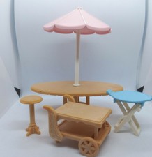 Sylvanian Families Parasol Garden Table Outdoor Patio Cart Bar Bundle Furniture