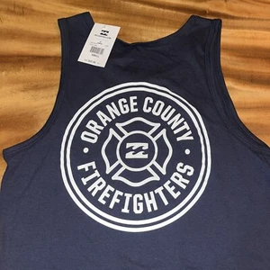 NWT Men’s Billabong Orange County Firefighters Graphic Premium Tank Top - Small - Picture 1 of 3