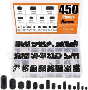 450Pcs M3/M4/M5/M6/M8 Allen Head Socket Hex Grub Screw Set Assortment Kit with I - Picture 1 of 7