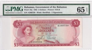 Bahamas, 3 Dollars, 1965, UNC, p19a - Picture 1 of 2