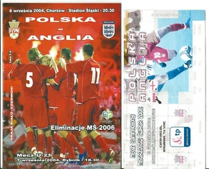 Football Programme plus Match Ticket>POLAND v ENGLAND Sept 2004 WCQR Chorzow - Picture 1 of 1
