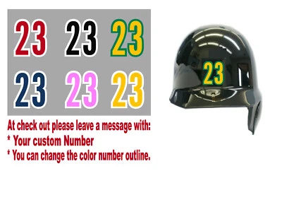 Player's Number 1.0" Softball Baseball Helmet Vinyl Decal Sticker Personalized - Image 1 of 2