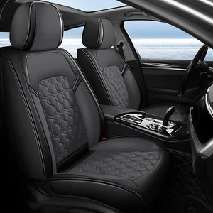 Car 5-Seat Covers Faux Leather Protector Front+Rear Pad For FIAT 500L 2014-2020 - Picture 1 of 10