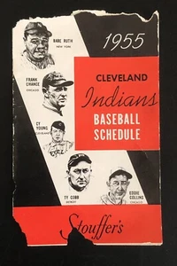 VINTAGE RARE 1955 CLEVELAND INDIANS BASEBALL STOUFFER'S SCHEDULE BABE RUTH COBB - Picture 1 of 12