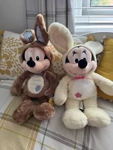 Disney store stamped easter bunny plushes soft toys Mickey And Minnie Mouse - Picture 1 of 6