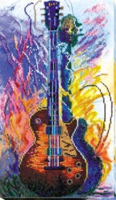 Bead embroidery kit Guitars Sounds needlework kit Art canvas beadwork pattern - Image 1 of 4