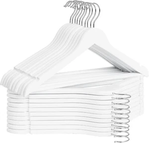 Premium Wooden Hangers 20 Pack Non-Slip Coat Clothes Hangers w/360° Swivel Hook - Picture 1 of 6