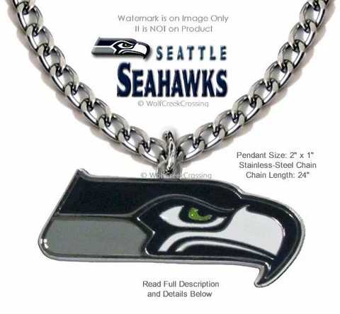 LARGE SEATTLE SEAHAWKS STAINLESS STEEL CHAIN NECKLACE NFL FOOTBALL FREE SHIP #1' Cover
