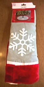 Weihnachtsstil Weihnachtsbaum Rock rot Schneeflocke grau Stoff 40" neu - Bild 1 von 1