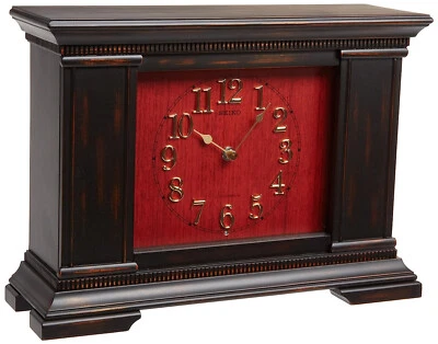 Reloj Seiko Mantle esfera roja/caja de madera oscura con 12 melodías HI-FI. QXW419KLH Foto 1 de 3