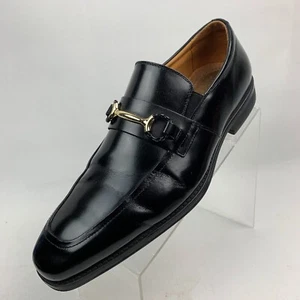 Stacy Adams Bit Loafers Black Leather Apron Round Apron Toe Shoes Size 9.5M - Foto 1 di 12