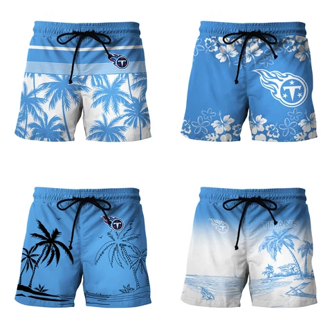 Tennessee Titans Mens Hawaiian Shorts Athletic Board Shorts Loose Swim Trunk Cover