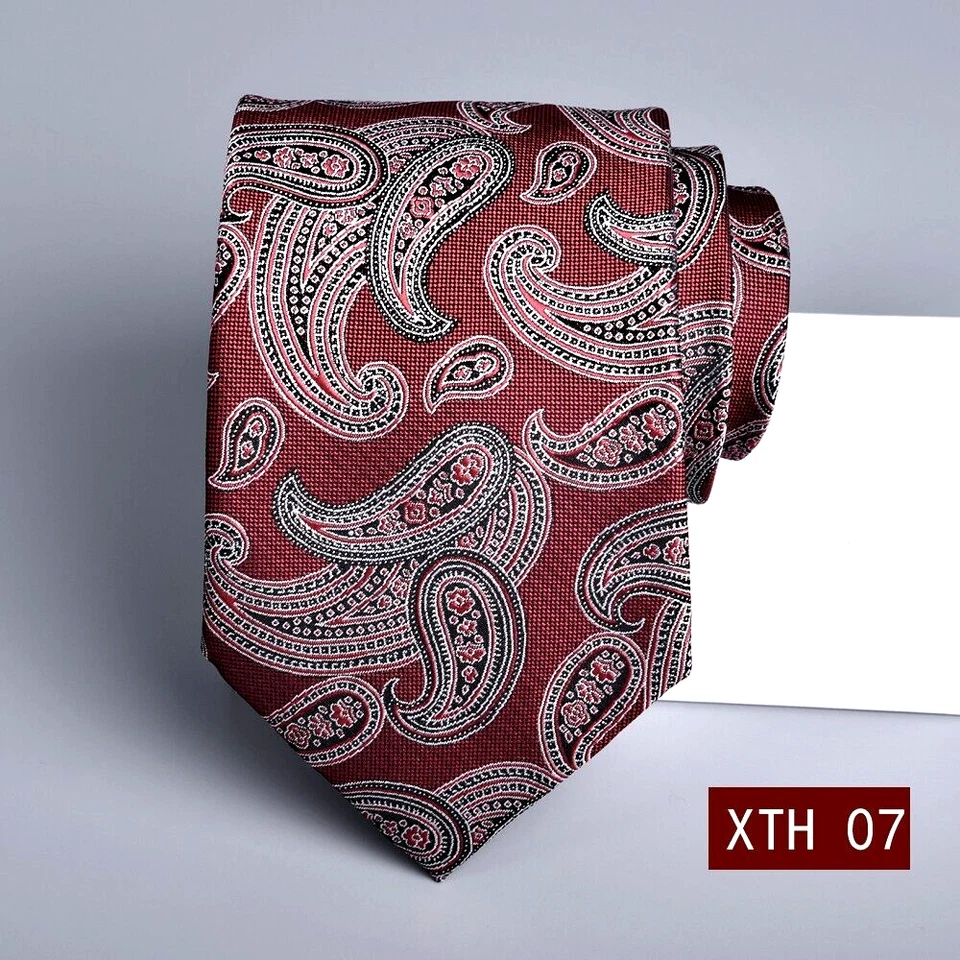 Новый классический пейсли красный черный JACQUARD сплетенный 100% шелк мужской галстук галстук - Изображение 1 из 1
