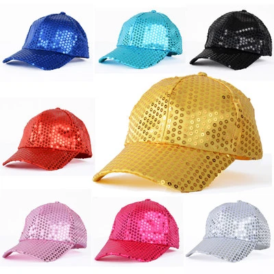 Cappello da baseball unisex con paillettes brillanti paillettes glitter ballo festa berretto abbigliamento da club - Immagine 1 di 4