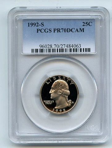 1992 S 25C Washington Quarter Proof PCGS PR70DCAM Cover