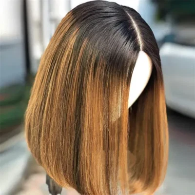 Perruque Cheveux Cabello Humano Ombre Miel Rubio 1B/27 Color Bob Recto Indio Foto 1 de 4
