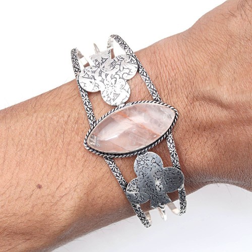 VALENTINO Bracciali Braccialetto Gioielli Fatto a Mano Pietra Preziosa Rutilo Rame 7''Regolabili