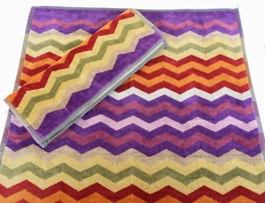 MISSONI HOME SET ASCIUGAMANI COTONE VELOUR 40x60 60x100cm BUSTA LOGO PETE 159 - Picture 1 of 8