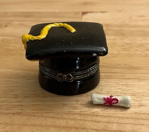 Graduation Cap/Hat Porcelain Hinged Trinket Box - School College Education (#17) - Picture 1 of 11