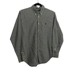 Ralph Lauren Polo Cream Green Gingham Long Sleeve Button Down Size Large - Picture 1 of 7