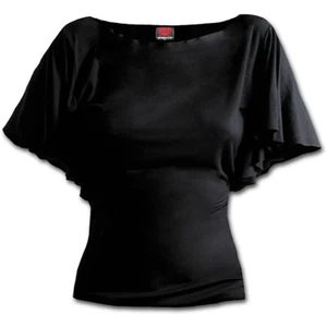 Spiral Direct Gothic Elegance Boat Neck Bat Sleeve Womens Top Gothic Tattoo - Picture 1 of 9