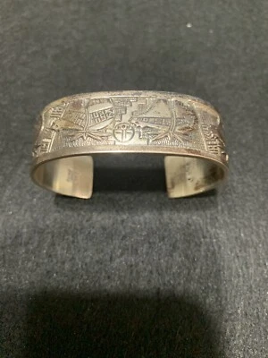 Vintage Roderick Tenorio (RMT) Navajo Sterling Silver Cuff 925 Bracelet - Image 1 of 4