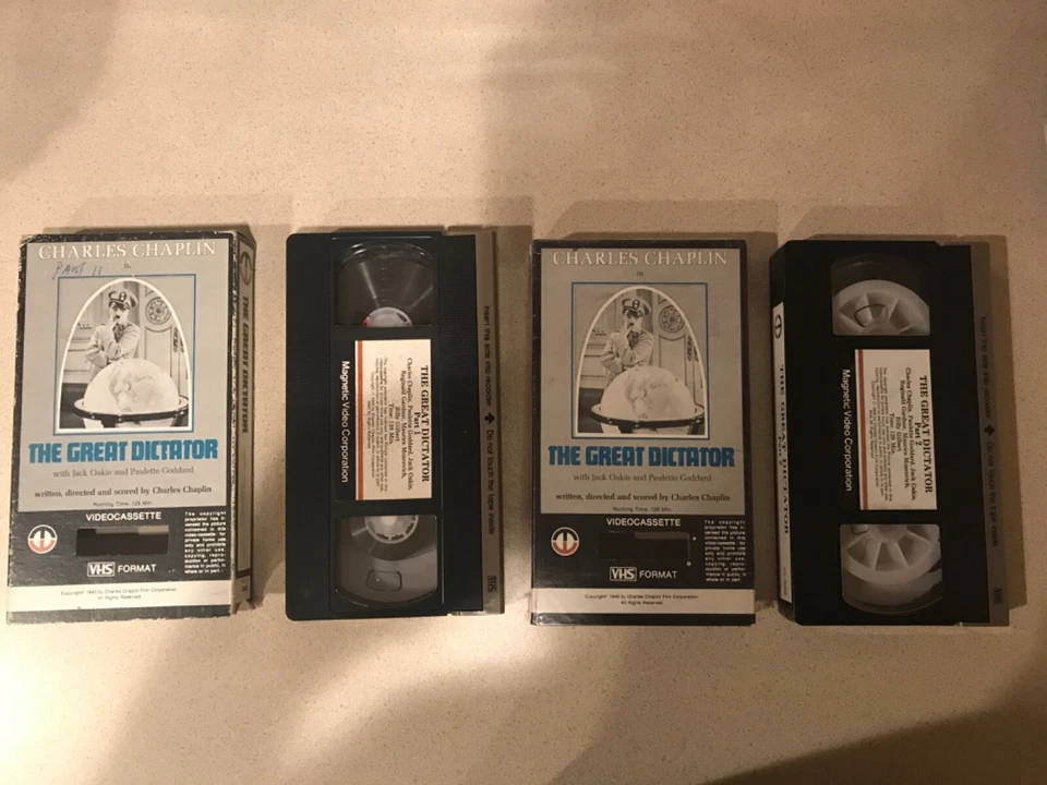 The Great Dictator: Part 1 & 2 (VHS, 1978, Magnetic Video) Charlie Chaplin - Image 1 of 4