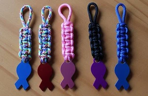FREE ENGRAVING (PERSONALIZED)  Cancer Autism Awareness Key Chain / Zipper Pull - Picture 1 of 6