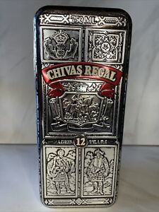Chivas Regal 12 Year Scotch Whisky Collectible Silver Metal Tin Empty Barware