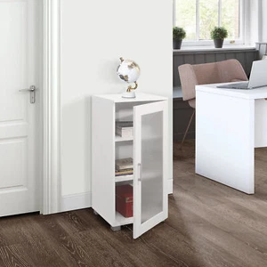 Kings Brand Furniture - Wertner White Wood Curio Accent Storage Cabinet - Picture 1 of 4