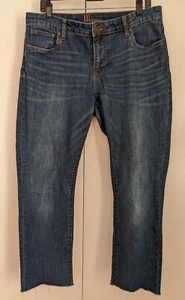 Kut From The Kloth Raw Hem Distressed Medium Wash Stretch Jeans Size 12 - Picture 1 of 7