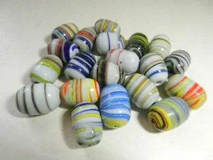 10 Stück Fassform Wirbel 20 x 30 mm opake Glas Brennperlen - 70er Jahre Indien - NEU - Bild 1 von 5