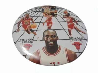 Michael Jordan 1988 oscuro 6" botón foto ENORME pin original Chicago Bulls pin de colección Foto 1 de 4