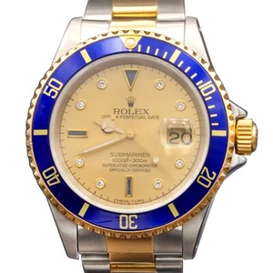 Reloj Rolex Submariner 16613 acero inoxidable oro 18k esfera de diamante Serti de fábrica - Imagen 1 de 9