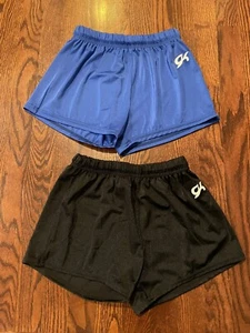 GK Elite Youth Gymnastics Shorts AS Size Small - Blue + Black - Picture 1 of 10