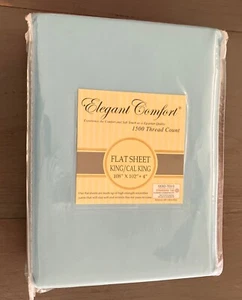 Elegant Comfort Egyptian Cotton 1500 Thread Count King/Cal King Flat Sheet Blue - Picture 1 of 2