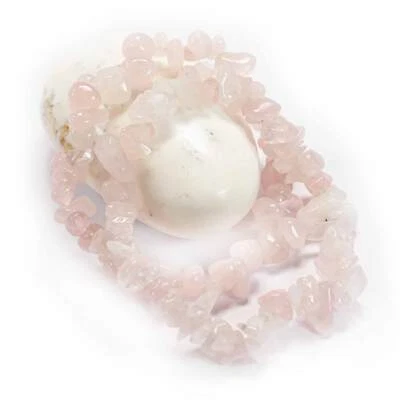 Rosenquarz - Splitter Armband Edelstein Echtschmuck Elastisch Dehnbar Heilstein - Bild 1 von 4