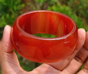 62mm-63mm Carnelian / Red Agate Wide Bangle Chunky Bracelet - Picture 1 of 6