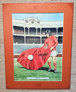RARE GEORGE BEST SIGNED MANCHESTER UTD MATADOR ARTWORK STEWART BECKETT 28"x22" - Picture 1 of 6