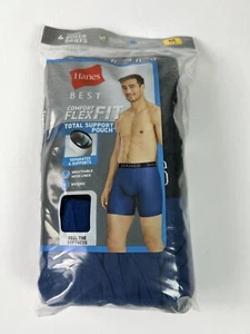 Paquete de 4 calzoncillos boxer Hanes para hombre talla mediana bolsa de soporte cómodo ajuste flexible A2 - Imagen 1 de 13