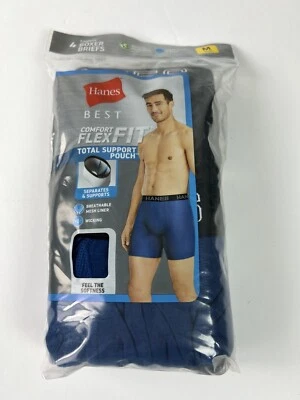 Paquete de 4 calzoncillos boxer Hanes para hombre talla mediana bolsa de soporte cómodo ajuste flexible A2 Foto 1 de 4