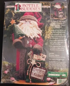 Dimensions Bottle Buddies Santa Man Puppenbastelset mit Stoff Weihnachten 90er - Bild 1 von 11