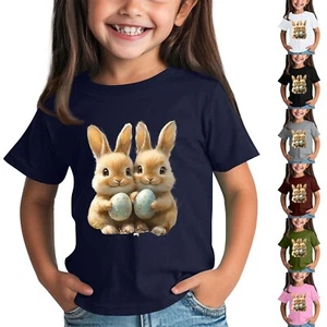 Girls Boys Lightweight Short Sleeve T-Shirts Kids Performance Basic Printed Tee@ - Picture 1 of 33