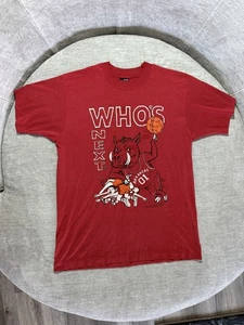 Vintage Arkansas Razorbacks Shirt Mens Large Red NCAA Basketball Tee 90s - Picture 1 of 8