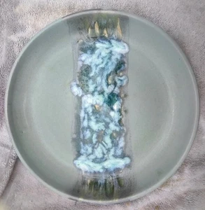 Modern Abstract Large Handmade Pottery Plate Dish, Heavy, 13.75", Gray/Blue ! - Picture 1 of 10