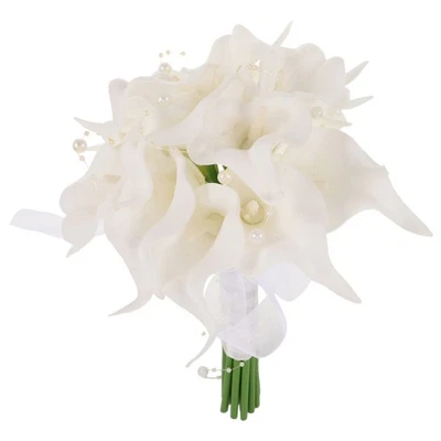  Bouquet Artificielle Mariage Pour La Mariée Artificial Lily Flowers - Photo 1/4