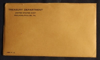 1957 SILVER PROOF SET (5 TOTAL COINS)   ENVELOPE AND COA UNOPENED    LOT 130352 - Image 1 of 3