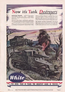White Motor Co WWII Half Trac Jagdpanzer U.S. Army 1943 Druckanzeige 8"x11" - Bild 1 von 3