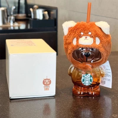Authentic Starbucks China 2025 Autumn Cute Bear Dessert House 16oz Glass Cup - Image 1 of 4